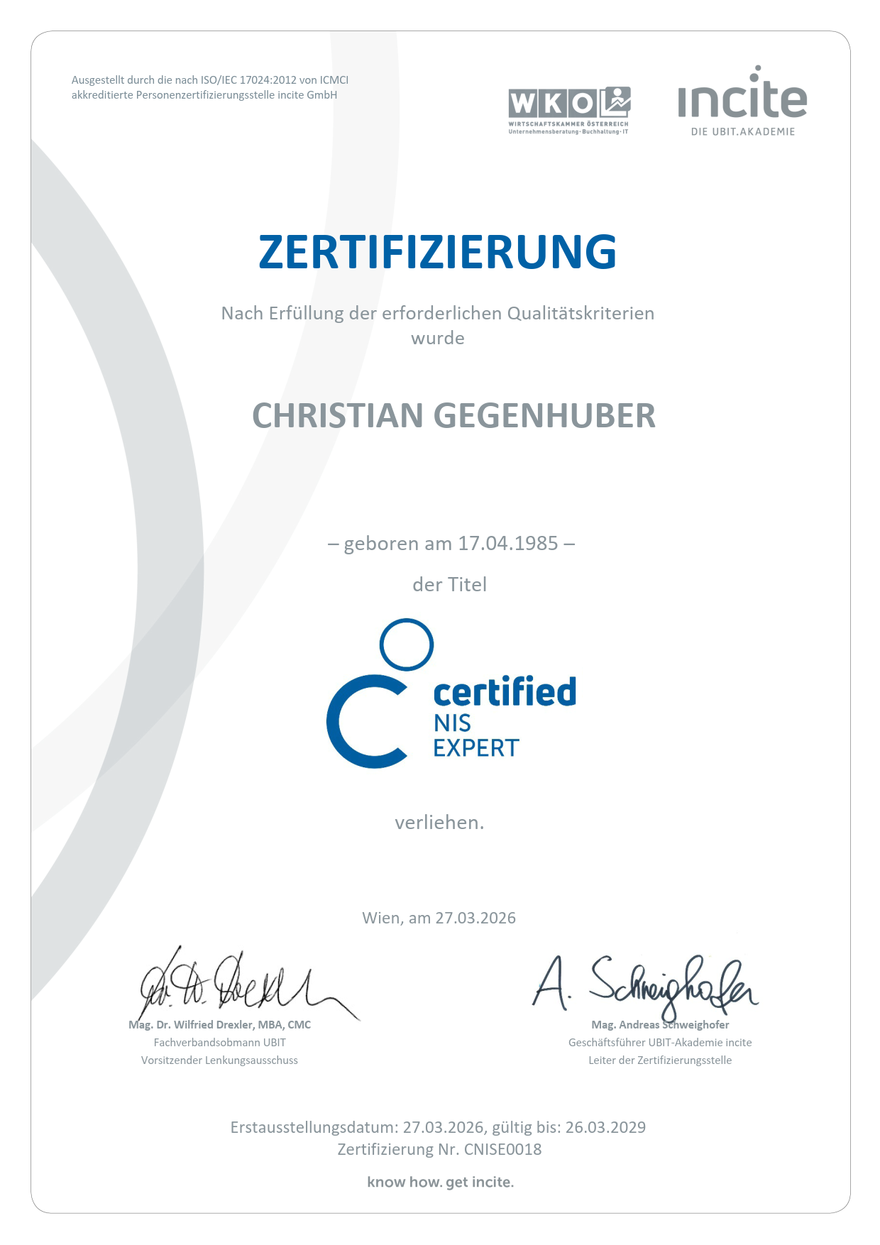 Certified NIS Expert Certified NIS Expert